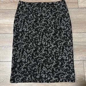 Michael Kors Black and White Lace Pencil Skirt